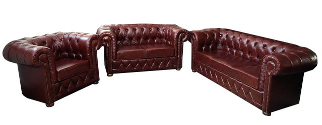 CHESTERFIELD 3+2+1 LEATHER SOFA SET UPHOLSTERY COUCH SET BANTRY NEW RED BROWN