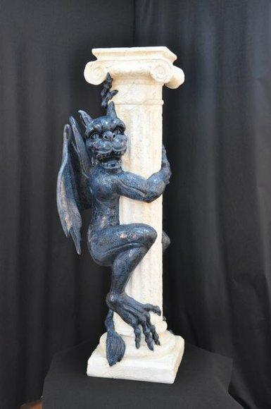 Antique roman column with gothic gargoyle figure style design furniture, 130cm high