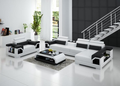 Sofa Set Couch Upholstery Leather Sofa 3+2+1 Classic Couches Seat BEIG