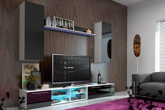 High-gloss wall unit with Led lighting SOVIA