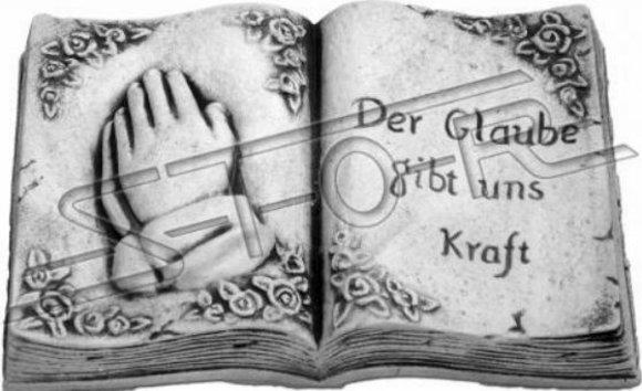 Grave text Faith gives us strength Grave decoration stone decoration figure statue