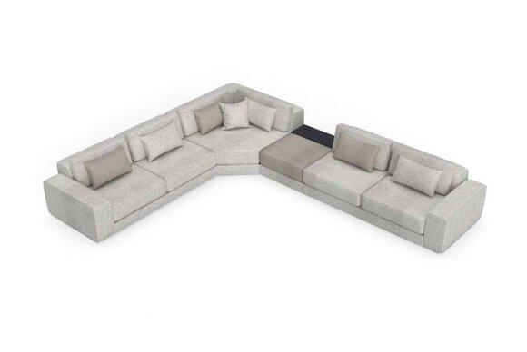 Gray corner sofa L shape living area couch furniture textile wood sofa couches