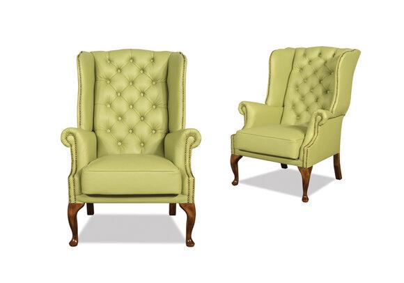 Chesterfield wing chair armchair queen antique look couch upholstery television new furniture