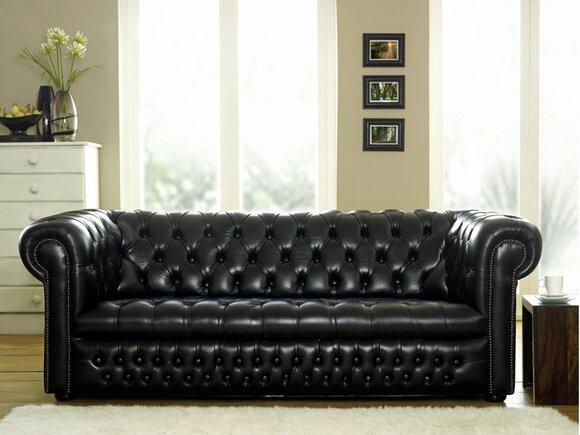 Chesterfield Sofa Set 3+1 Seaters Black Faux Leather Luxurious Classic Comfortable Couches New SL 10