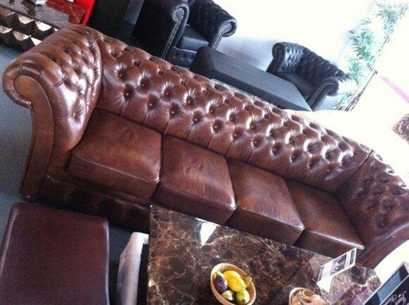 CHESTERFIELD 210cm Couch LEATHER SOFA 3 SEATER - WINCHESTER