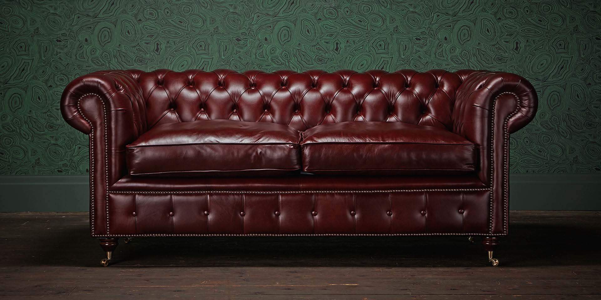 Buy Chesterfield Sofa 2-Seater on Castors Brown Faux Leather Comfortable New - Best Price & Quality Online at jvfurniture.co.uk