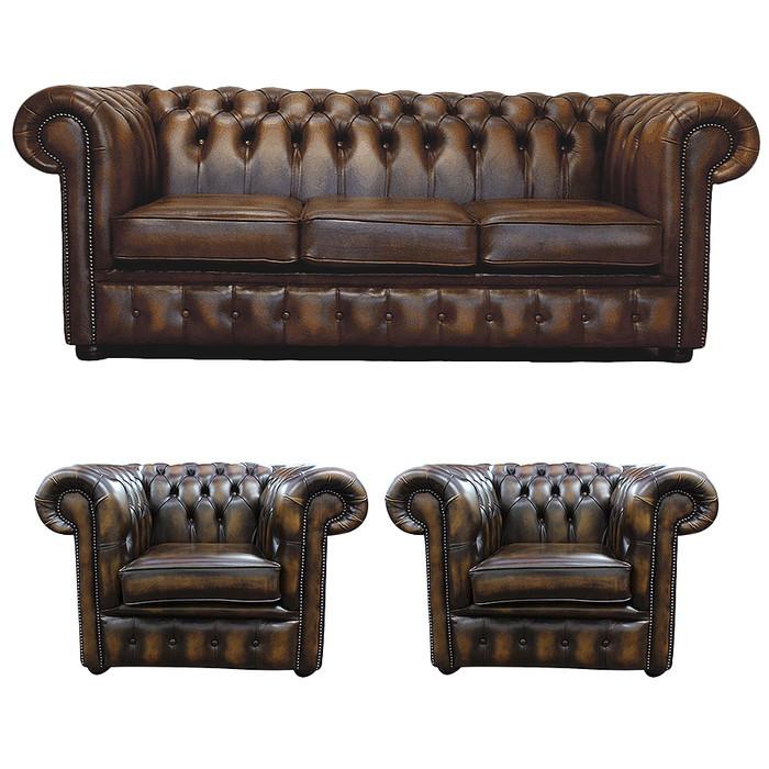 Chesterfield Sofa Set 3+1+1 Seaters Classic Brown Faux Leather Couches New Furniture