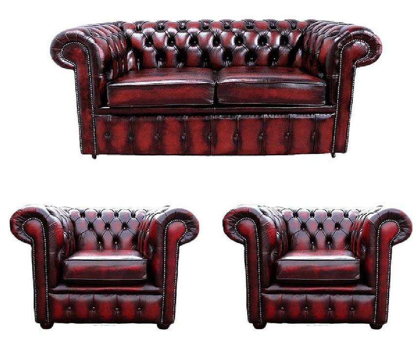 Chesterfield Classic Sofa Set 2+1+1 Seaters Comfortable Red Faux Leather Couches With Cushions New Sofas