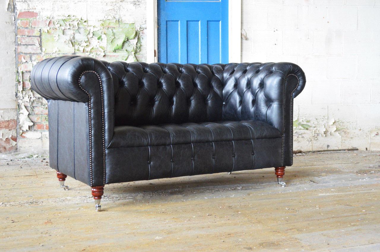 Chesterfield Design Luxury Upholstery Sofa Couch Seat Set Leather Textile New #R2