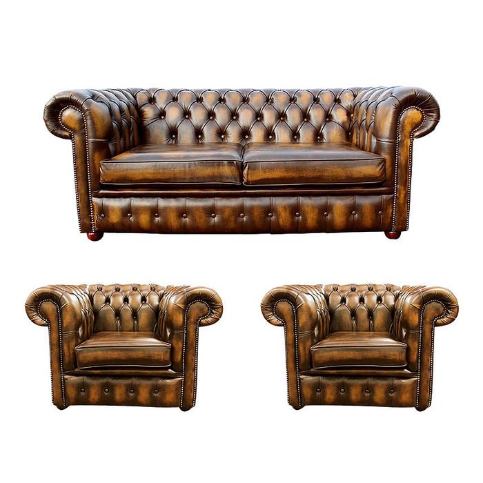 Chesterfield Sofa Set 2+1+1 Seaters Faux Leather Brown Classic Couches Comfortable With Cushions New