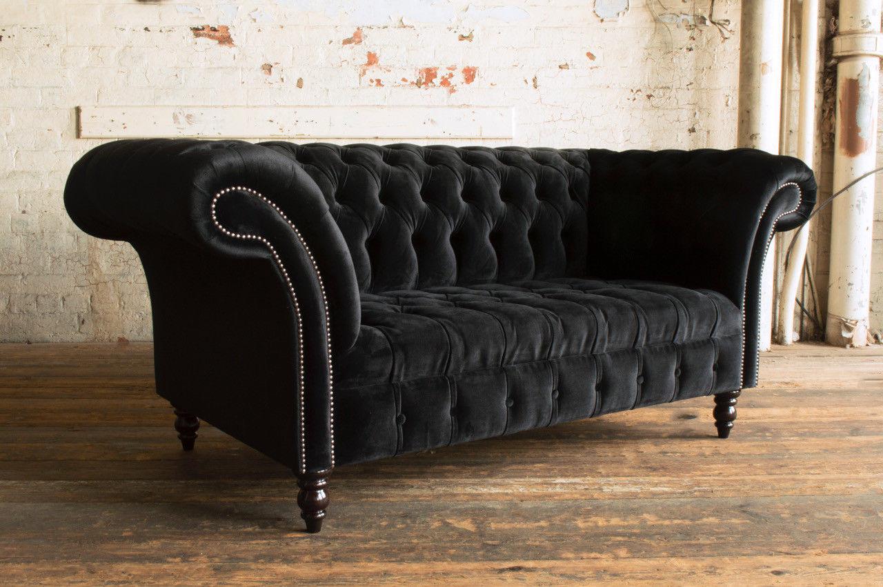Chesterfield Design Luxury Upholstery Sofa Couch Seat Set Leather Textile New #T2