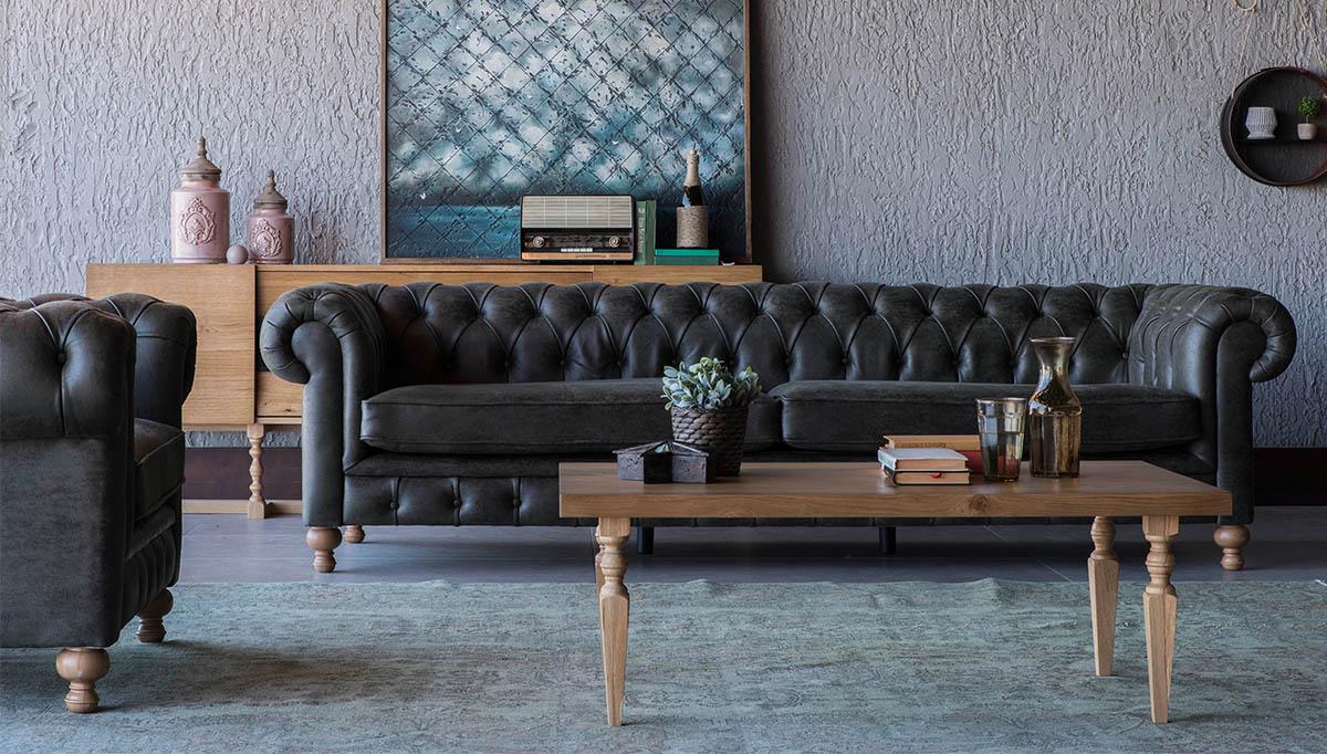 XXL Sofa Chesterfield 4-Seater Faux Leather Upholstered Black Comfortable Couch New