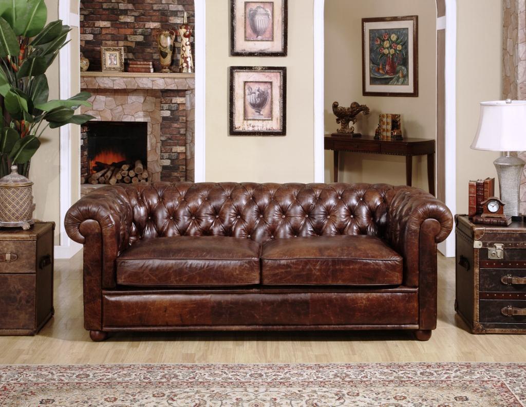 Chesterfield Couch Upholstery Sofas Classic Seat Leather Textile 3 Seater - 296