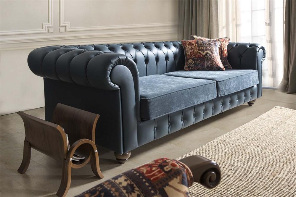 Modern XXL Chesterfield Sofa 4-Seater Black Faux Leather Upholstery Comfortable Couch With Pads New