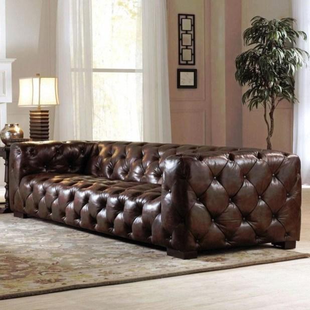 Chesterfield Sofa XXL 4-Seater Simple Brown Faux Leather Couch New Rustic Style