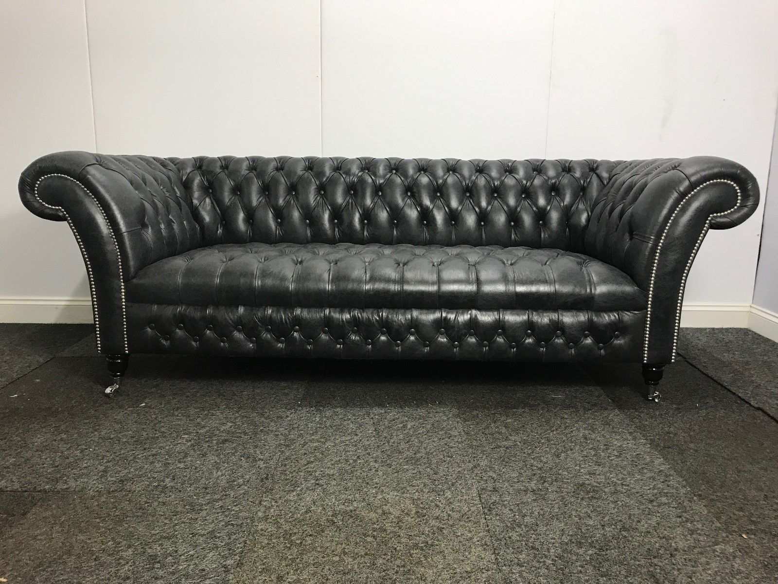 Chesterfield Vintage Genuine Leather Luxury Sofa Original Couch Seat Upholstery 1011