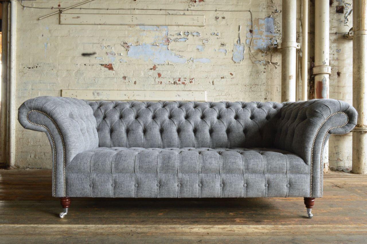 Chesterfield Design Luxury Upholstery Sofa Couch Seat Set Leather Textile New #192