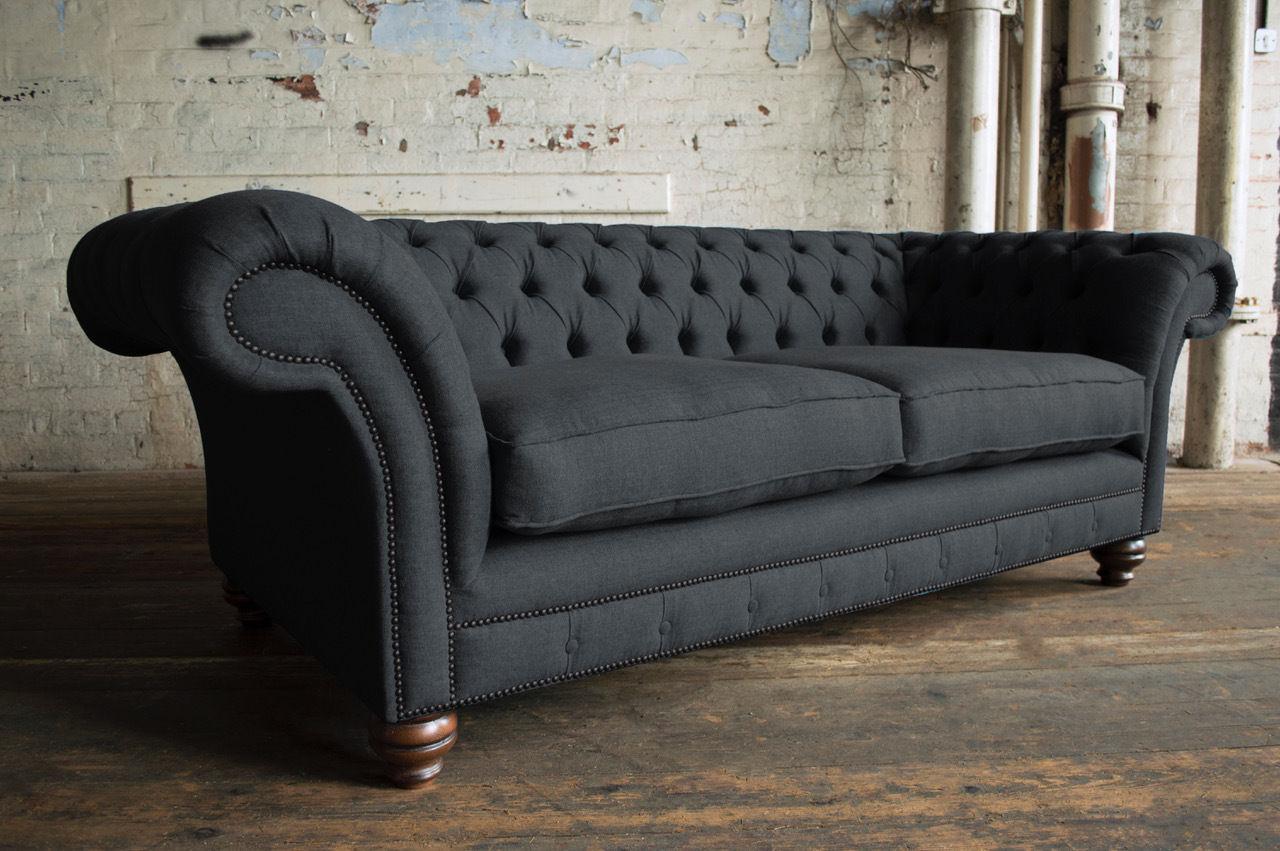 Chesterfield Design Luxury Upholstery Sofa Couch Seat Set Leather Textile New #195