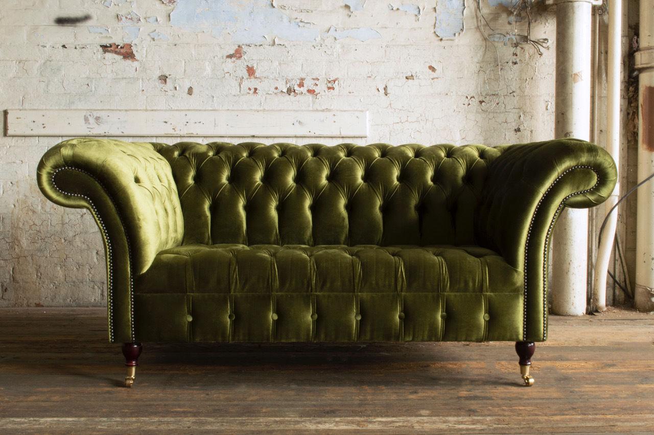 Chesterfield 2 seater living room couch sofa upholstery seat textile fabric set