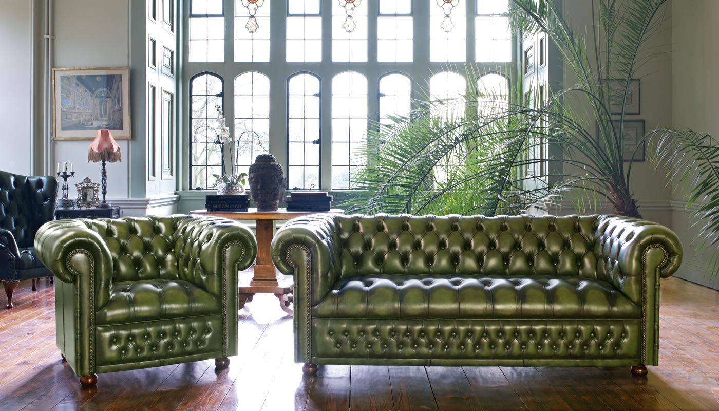 Chesterfield Sofa Set 3+1+1 Seaters Green Faux Leather Glossy Comfortable Couches New