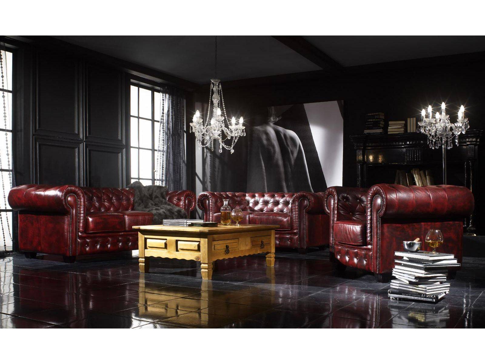 Chesterfield Complete Sofa Set 3+2+1 Seaters Red Premium Quality Faux Leather Classic Couches New