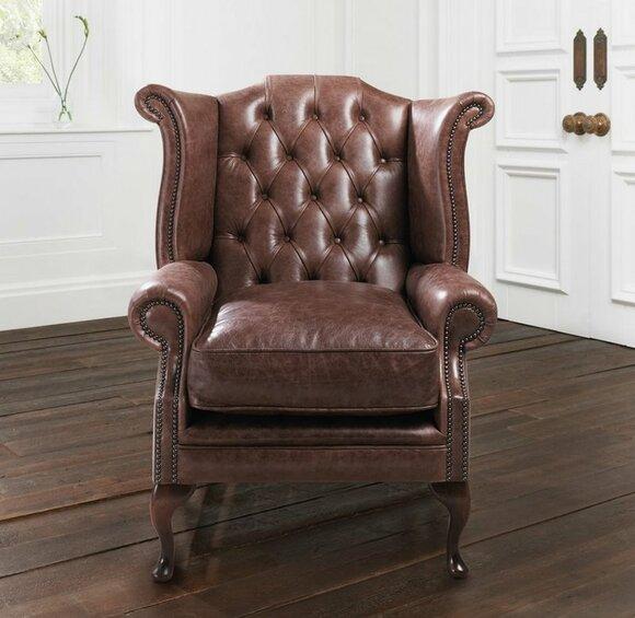 Chesterfield armchair 1 seater upholstery 100% full leather wing chair sofa