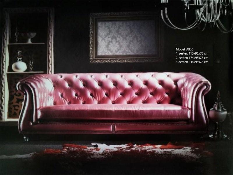 Chesterfield Sofa Classic 3-Seater Pink Faux Leather Elegant Comfortable Couch New A936
