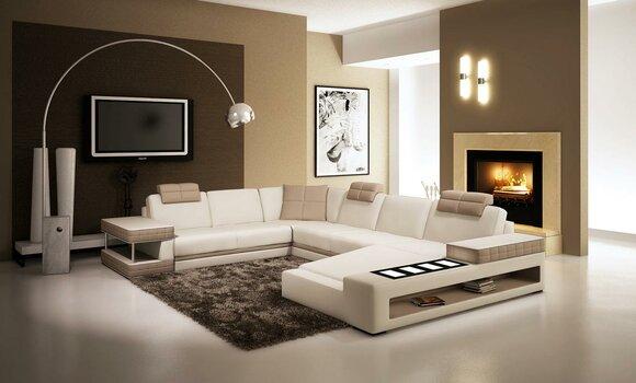 Illuminated Corner Sofa XXL Big Living Landscape Design Sofa Couch Corner Set New