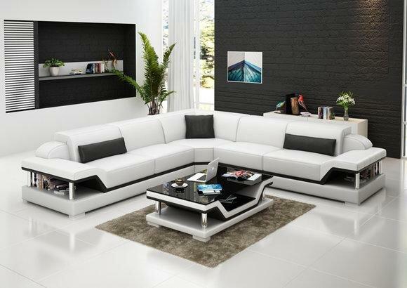 LEATHER SOFA COUCH LIVING AREA CORNER SOFA CORNER SET DESIGN MODERN SOFA G8004B