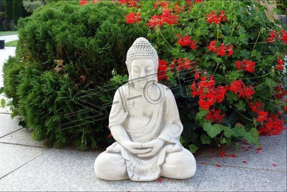 Buddha sculpture in stone look. Large sculpture for garden and living area 42cm