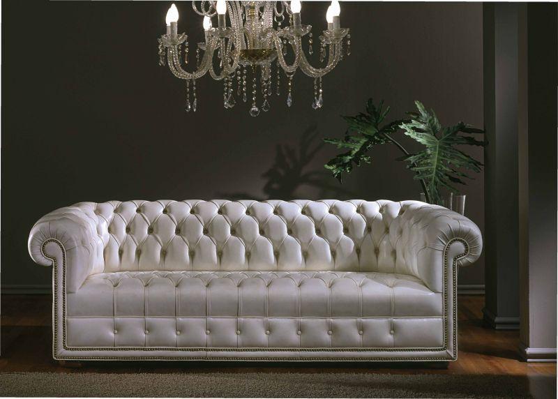 Design Chesterfield Sofa Set 3 Seater Leather Couch Blue Upholstery Sofas Luxury