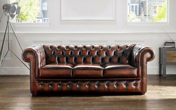 Chesterfield Sofa 3-Seater Chocolate Brown Faux Leather With Cushions Comfortable Couch New