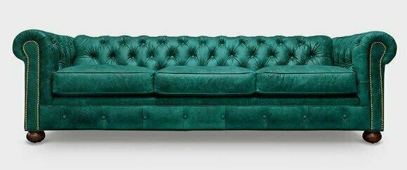 Chesterfield Sofa 3-Seater Turquoise Green Faux Leather Upholstery Comfortable Wooden Feet Couch