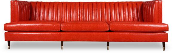 Chesterfield Sofa 3-Seater Orange Red Faux Leather Luxurious Design With Cushions New