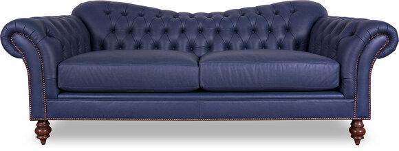 Luxurious Chesterfield Sofa 3-Seater Blue Faux Leather Upholstery Amazing Design New