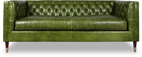 Modern Sofa 3-Seater Chesterfield Faux Leather Couch Green With Buttons Amazing Minimalistic Design New