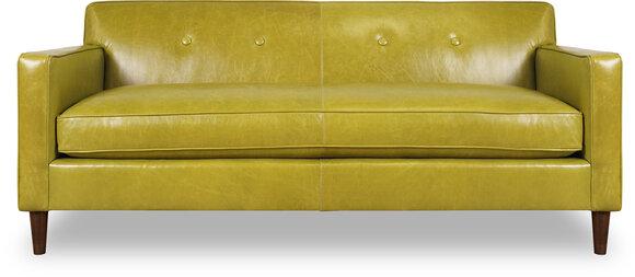 Modern Style Sofa 3-Seater Yellow Faux Leather Upholstery Premium Comfort Living Room Couch