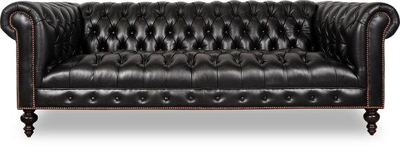 Classic Sofa 3-Seater Chesterfield with Buttons Black Faux Leather Comfortable Couch New