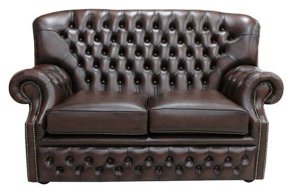 Premium Chesterfield Sofa 2-Seater Dark Brown Faux Leather Comfortable Loveseat Couch With Buttons New