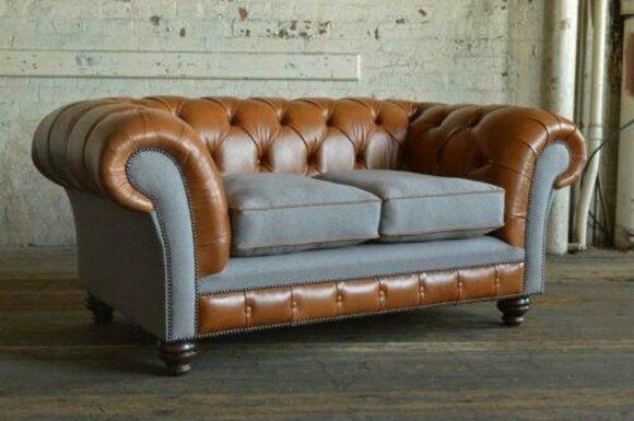 design sofa 3 seater couch Chesterfield upholstery seat set leather textile New!