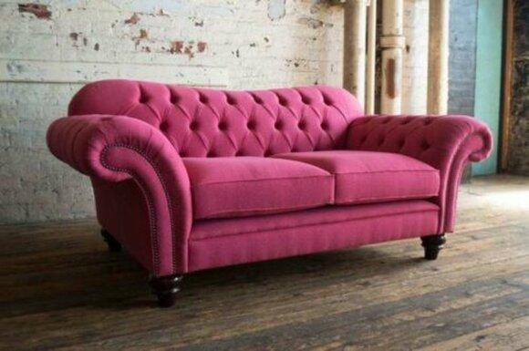 Luxury 2 seater couch upholstery sofa textile fabric couches set Chesterfield new