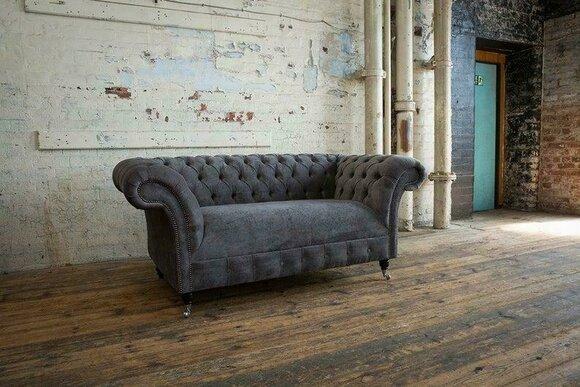 Cheserfield velvet sofa 2 seater designer couches couch fabric upholstery gray textile