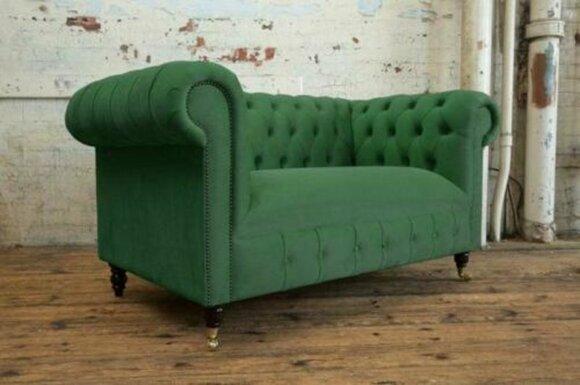 Cheserfield velvet sofa 2 seater designer couches couch textile fabric upholstery green