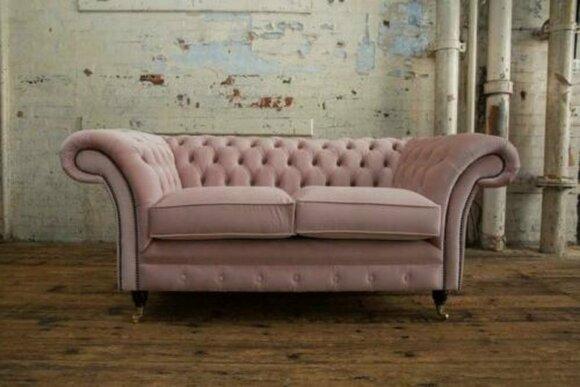 Cheserfield velvet sofa 2 seater designer couches couch textile fabric upholstery pink