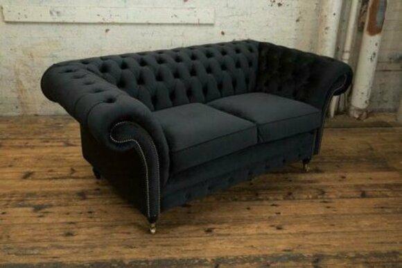 Chesterfield 2 seater couch textile fabric sofa furniture elegant design velvet designer