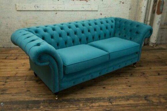 Chesterfield couch textile fabric sofa furniture noble design 3 seater velvet designer