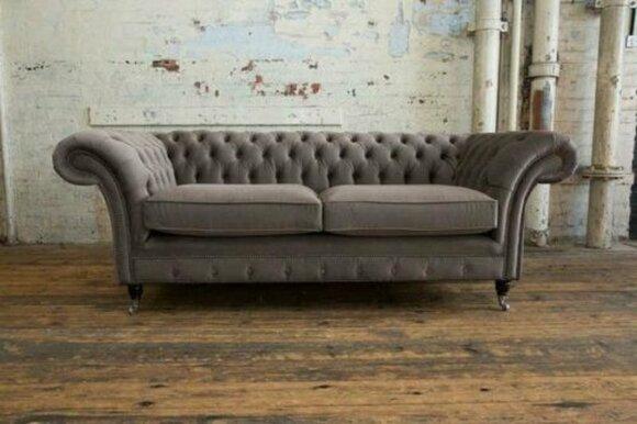 Chesterfield couch velvet textile fabric designer sofa furniture noble design 3 seater