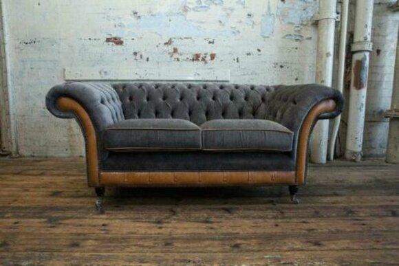 Luxury 2 seater couch upholstery sofa textile fabric Chesterfield set new couches