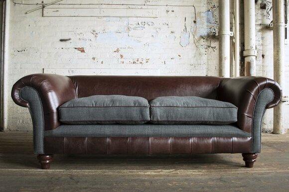 Chesterfield Sofa 3-Seater Dark Brown Faux Leather Upholstery Comfortable Couch With Cushions New