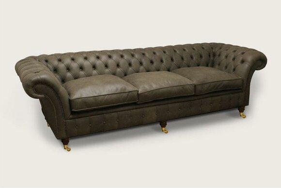 Chesterfield Sofa 4-Seater Luxurious Faux Leather Upholstery Grey Comfortable Couch with Cushions